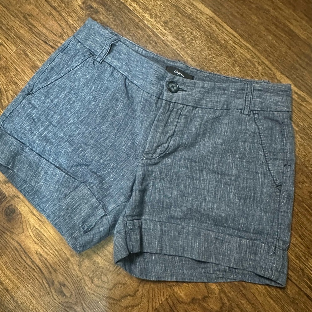 EXPRESS Tailored Shorts in denim linen‎